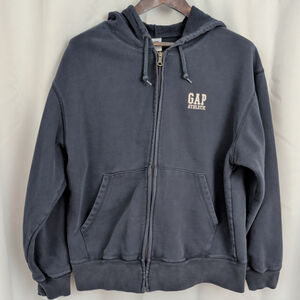 Vintage Distressed Gap Zip Up Hooded Sweatshirt Medium